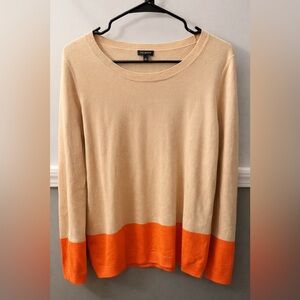 Talbots Colorblock Knit Sweater Beige Orange Size L (W90)